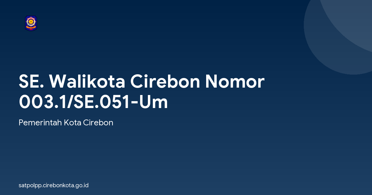 SE. Walikota Cirebon Nomor 003.1/SE.051-Um