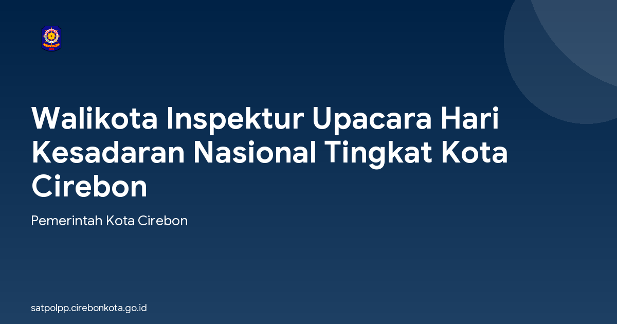 Walikota Inspektur Upacara Hari Kesadaran Nasional Tingkat Kota Cirebon