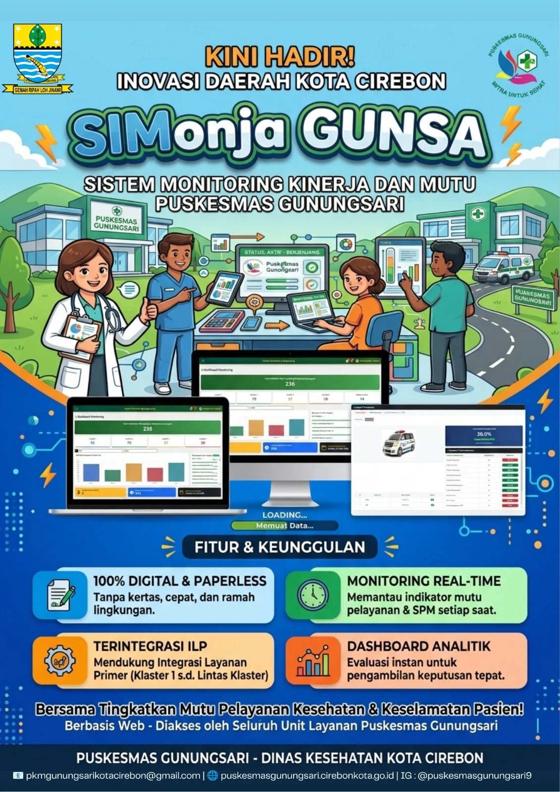 TINGKATKAN MUTU LAYANAN TANPA BIAYA APBD, PUSKESMAS GUNUNGSARI LUNCURKAN INOVASI DIGITAL "SIMONJA GUNSA"